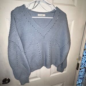 moon & madison Light Blue V-Neck Sweater cropped v neck sweater Size small